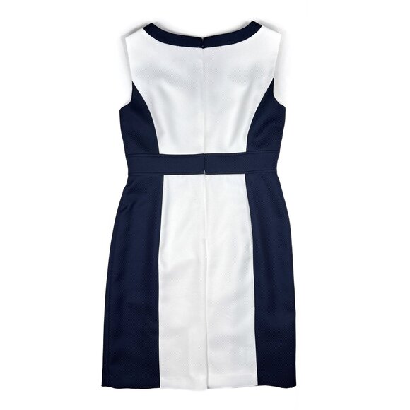 Tahari ASL Split Neck Sleeveless Waffle Colorblock Midi Dress Size 10 - NWOT - Picture 3 of 10